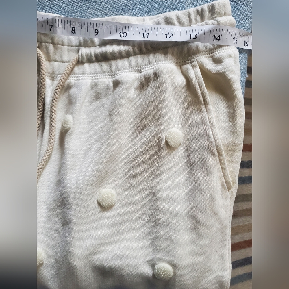 Lou & Grey‎ Cream Polka Dot Embroidered jogger pants with pockets Size Medium - Picture 5 of 12